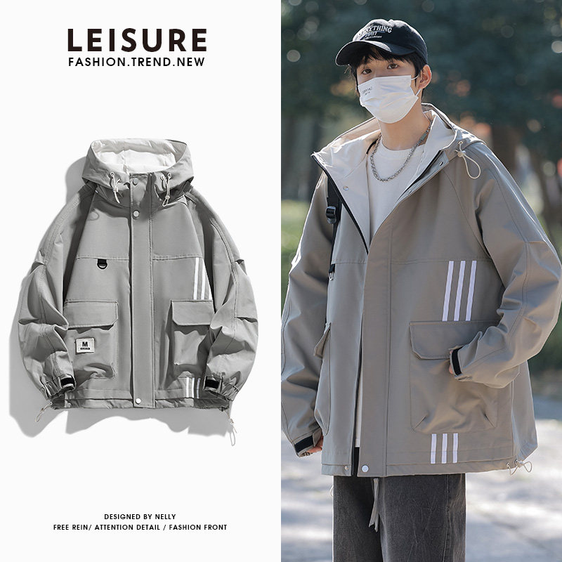 春秋季韩版潮流大码M-8XL男装夹克休闲百搭工装外套 YY2328-P80图片