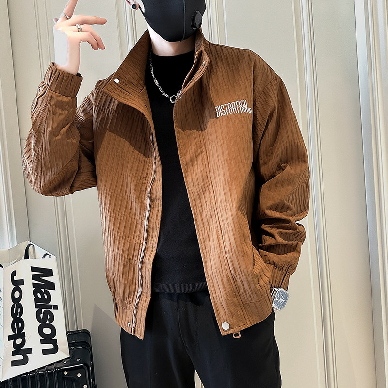 抖音直播外套男2024新款春秋立领开衫高品质夹克男HGC117-P100图片
