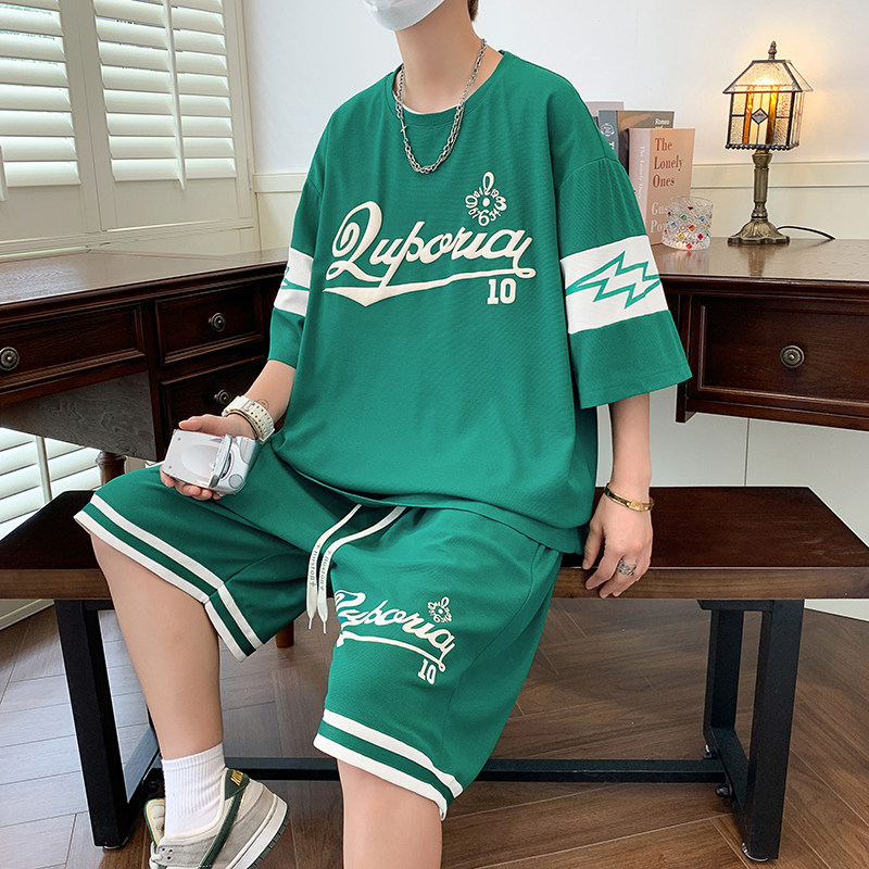 弹力华夫格两件套男短袖套装T恤男装运动套装青少年学生TZA67-P45，男装休闲套装，星座1206（原A206）