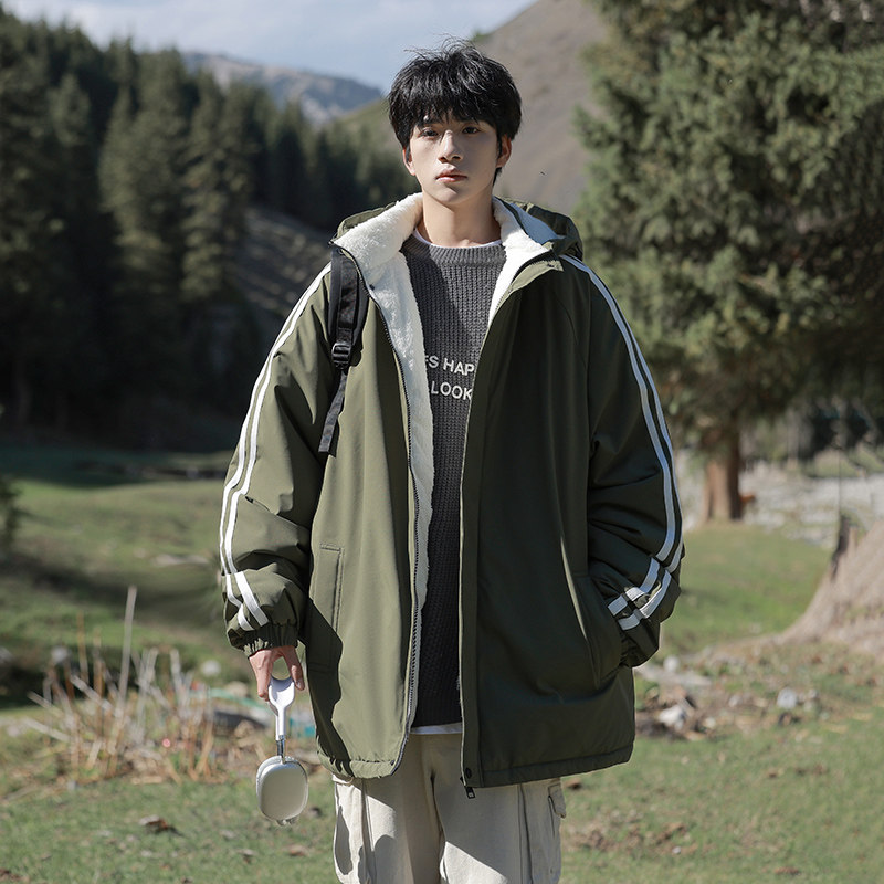 2024冬季青少年连帽棉服潮牌刺绣加绒加厚棉衣外套HL5308-P85,男装棉衣,星座1206（原A206）