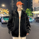 2025秋季新款工装皮衣男时尚潮流港风翻领宽松PU外套GS6395-P90，男装皮衣，星座1206（原A206）