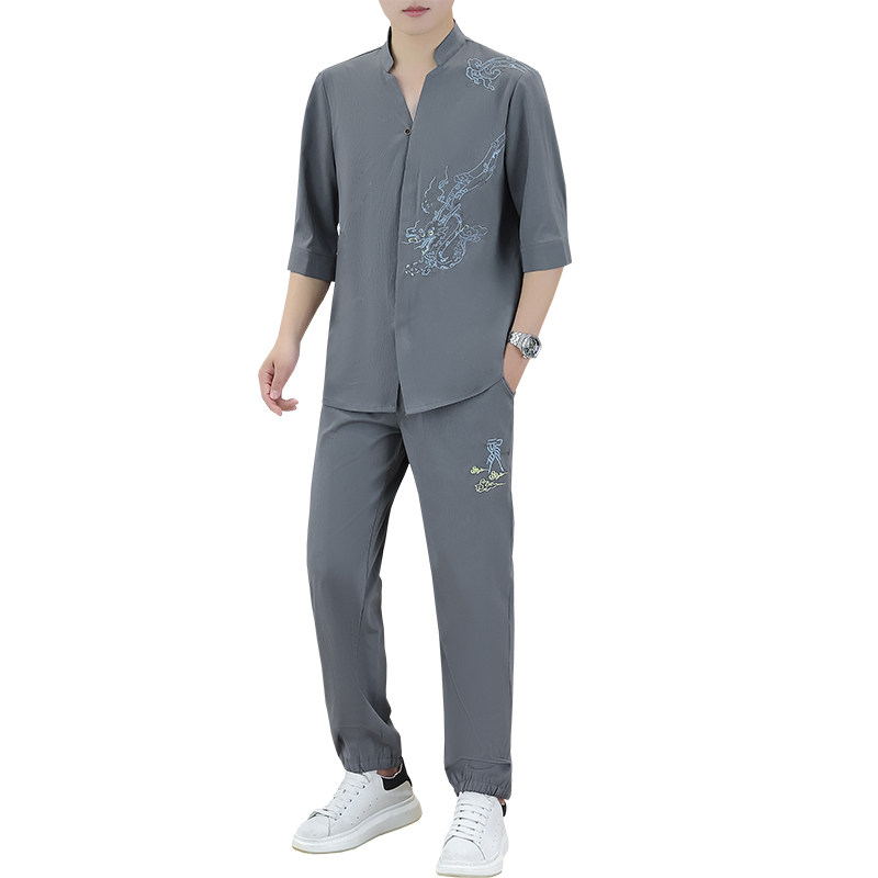 夏季休闲套装男风短袖T恤男装一套短袖长裤衣服TZ72036-P55,男装休闲套装,星座1206（原A206）