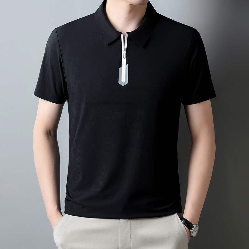 2023夏季新款翻领T恤无缝潮流冰丝体恤衫polo衫男DQC1366-P45,男装Polo衫,星座1206（原A206）