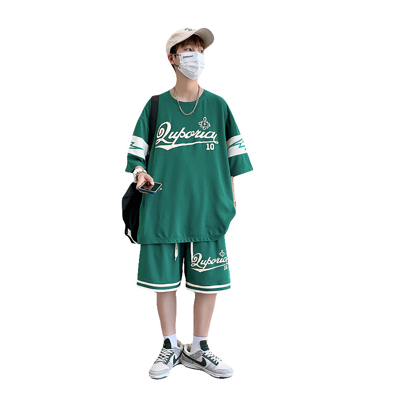 弹力华夫格两件套男短袖套装T恤男装运动套装青少年学生TZA67-P45,男装休闲套装,星座1206（原A206）