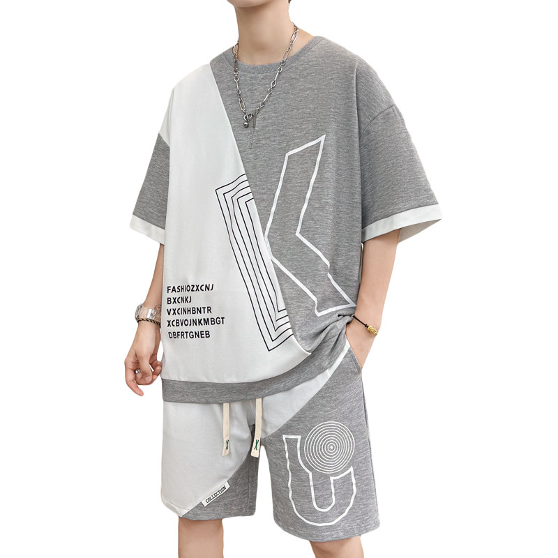 青少年学生男士夏季新款休闲时尚百搭宽松短袖短裤套装TZ2309-P60,男装休闲套装,星座1206（原A206）