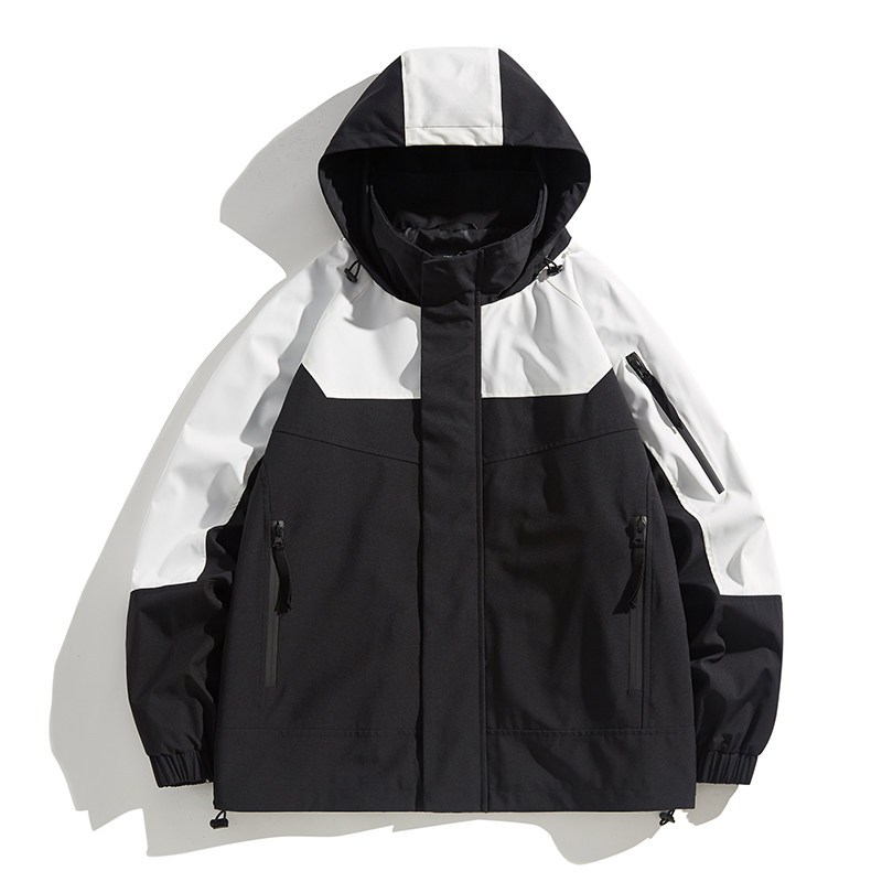 春款工装连帽夹克潮流拼色宽松百搭户外冲锋衣外套HS8301-P75,男装夹克,星座1206（原A206）