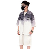 夏季新款套装青少年时尚潮流百搭衬衫短袖短裤套装男HJQ710-P60，男装衬衫，星座1206（原A206）