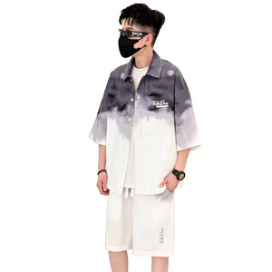 夏季新款套装青少年时尚潮流百搭衬衫短袖短裤套装男HJQ710-P60图片