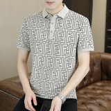 2023夏季新款翻领T恤印花潮流阔版体恤衫polo衫男PL0888-P55，男装Polo衫，电商A206