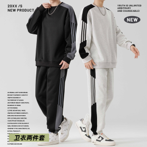 新款潮牌运动服套装男士春秋季卫衣卫裤美式男装搭配一套帅气P60图片