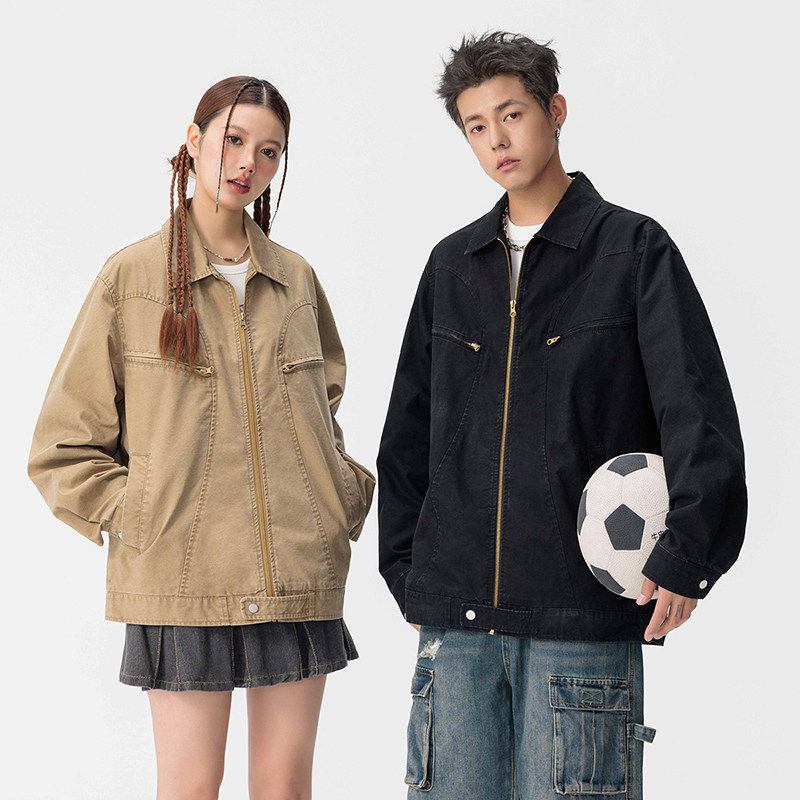 秋冬新款夹克全棉水洗重磅青少年外套日系棒球服上衣GS6392-P105图片