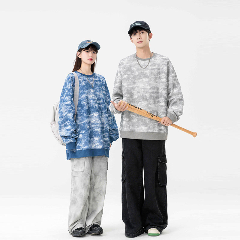 迷彩圆领卫衣男春秋季美式复古外套潮牌长袖t恤打底衫HH8920-P35,男装T恤,星座1206（原A206）
