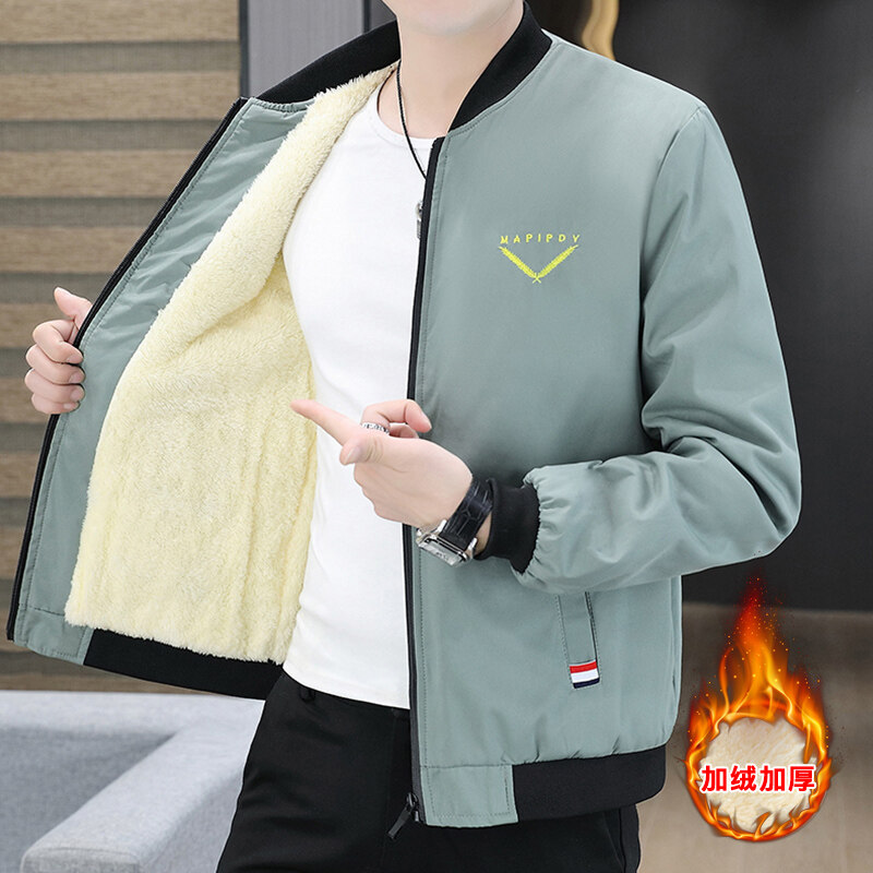 2021外套男新款潮流帅气修身棒球服秋装男夹克上衣JK243加绒-P35,男装夹克,星座1206（原A206）