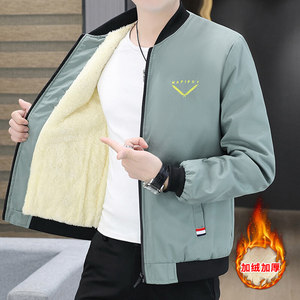 2021外套男新款潮流帅气修身棒球服秋装男夹克上衣JK243加绒-P35图片