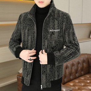 2025秋冬金貂绒翻领毛呢外套青年夹加棉加厚夹克棉服 HF8820-P140图片