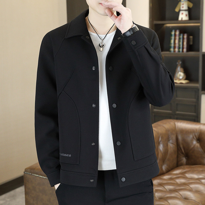 高品质秋冬款毛呢外套翻领休闲夹克刺绣毛呢装HF88102-P140,男装夹克,星座1206（原A206）