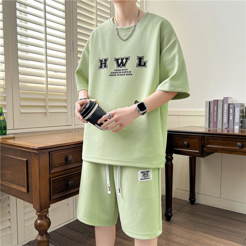 新款夏季透气青少年男士韩版休闲时尚百搭套装YCGW913-P38,男装休闲套装,星座1206（原A206）