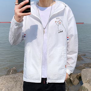 夏季防晒衣连帽纯色薄款外套夹克情侣个性拼接防晒服男F230-P30图片