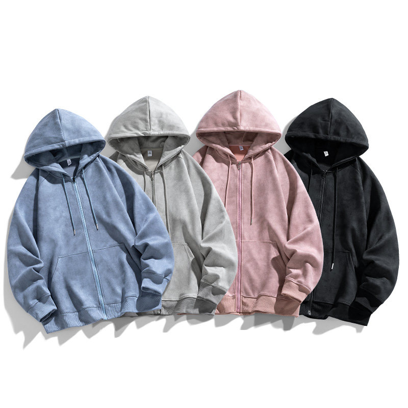 麂皮绒开衫男女春秋新款美式潮牌休闲宽松卫衣外套HH8915-P50,女装短外套,星座1206（原A206）
