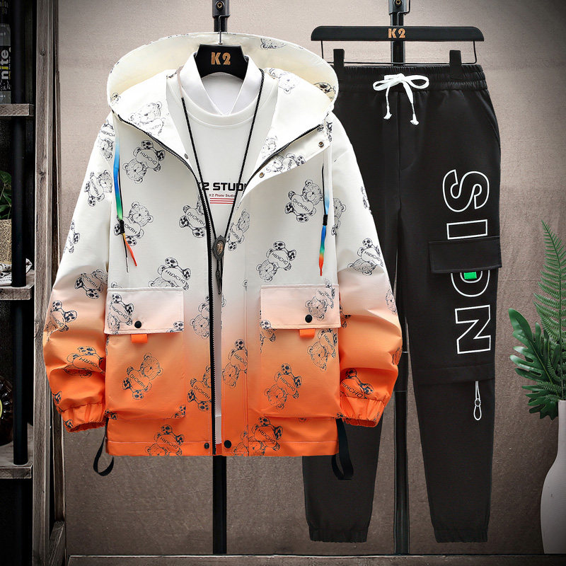 2023高品质青少年学生渐变夹克套装男士上衣裤子两件套TZA31-P95，男装休闲套装，星座1206（原A206）