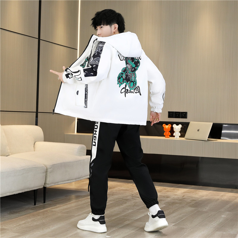 秋冬新款青少年休闲夹克两件套运动时尚套装外套裤子TZ0811-P100图片