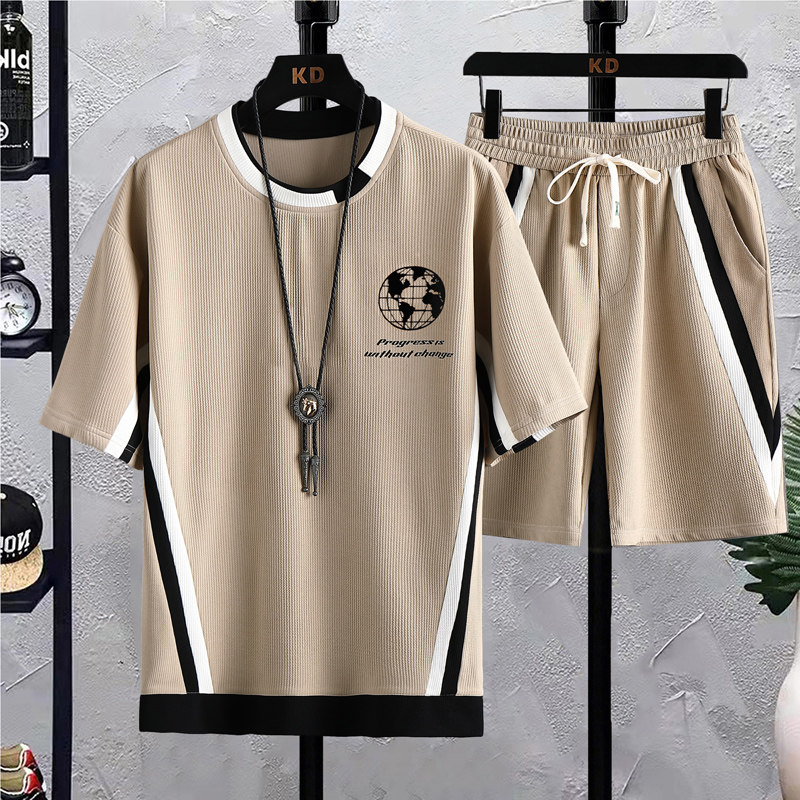 夏季休闲套装男衬衫短袖T恤男装一套短袖五分裤衣服TZ6895-P58，男装休闲套装，星座1206（原A206）