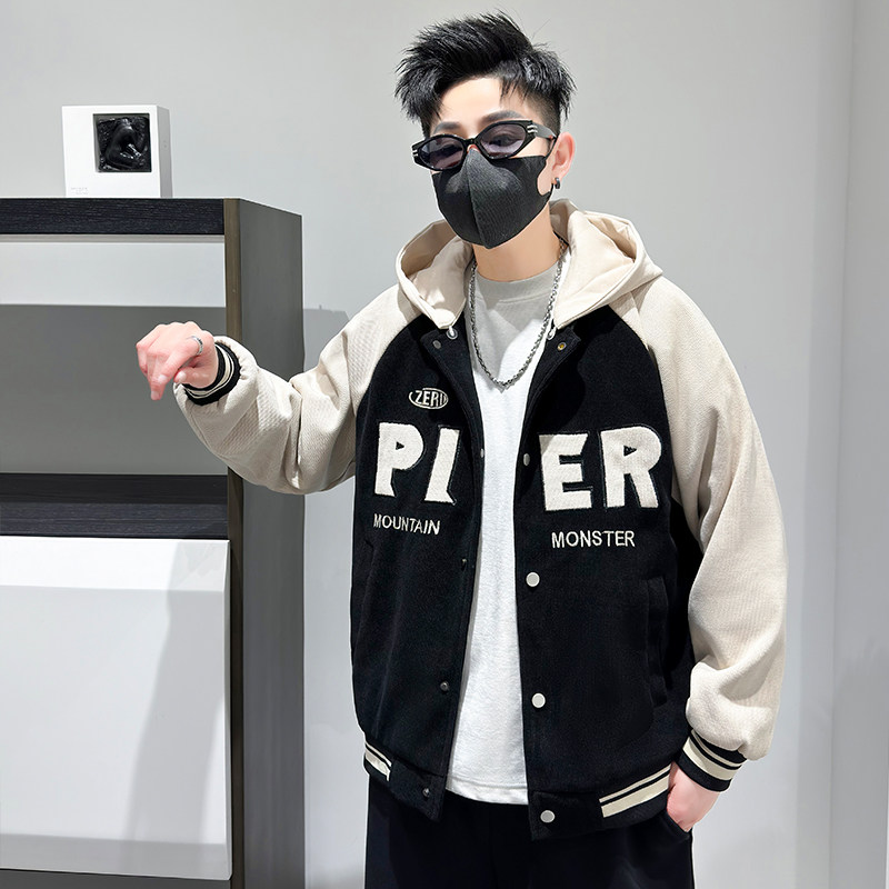 新款欧棉条外套男青少年学生潮流宽松棒球服夹克外套HGC1920-P85,男装夹克,星座1206（原A206）