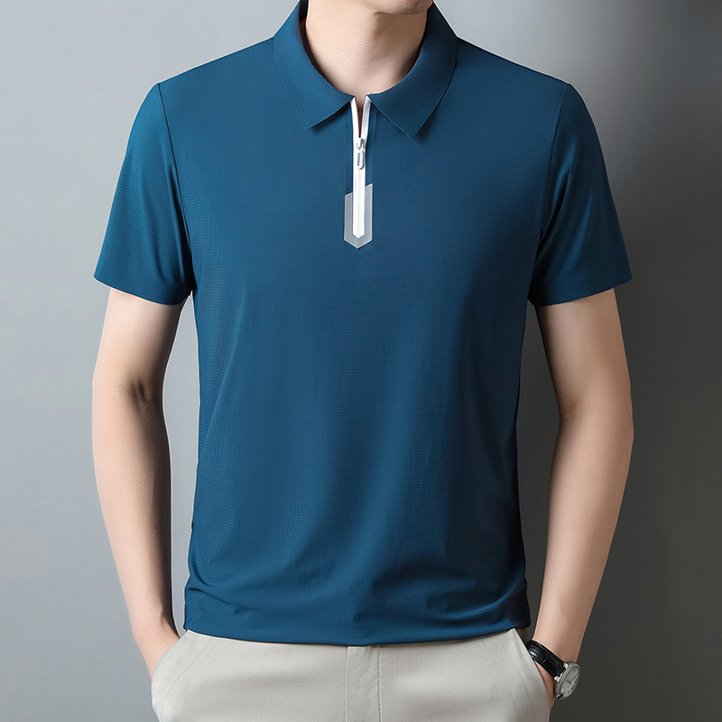 2023夏季新款翻领T恤无缝潮流冰丝体恤衫polo衫男DQC1366-P45,男装Polo衫,星座1206（原A206）