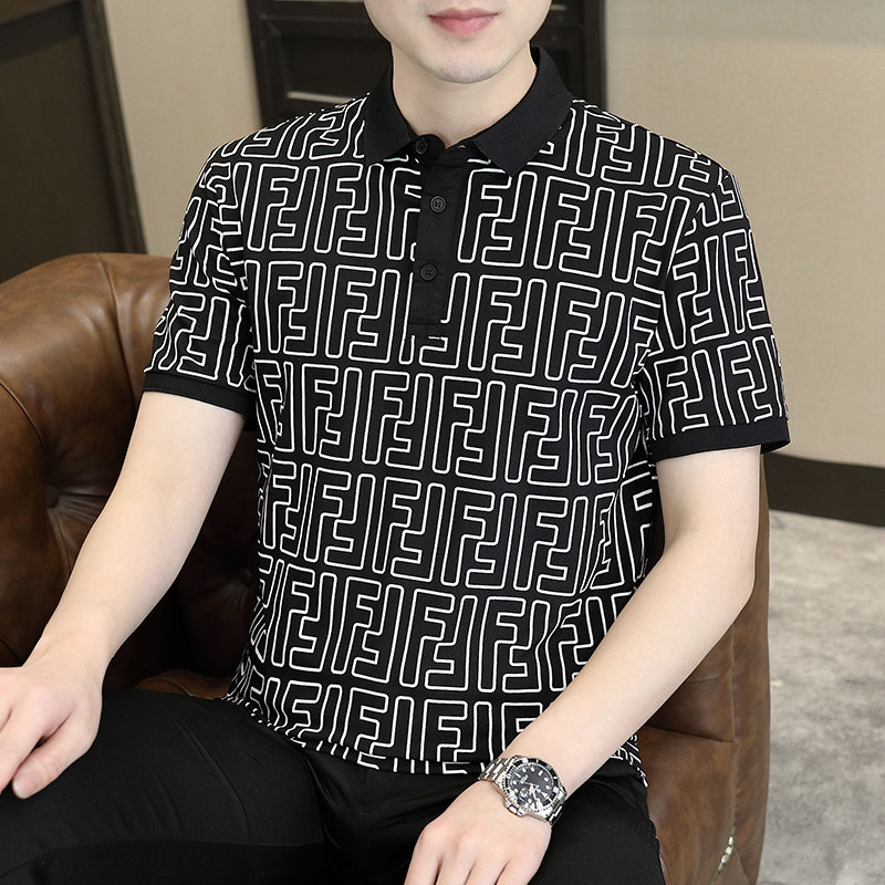 2023夏季新款翻领T恤印花潮流阔版体恤衫polo衫男PL0888-P55,男装Polo衫,星座1206（原A206）