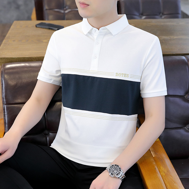 2023夏季新款翻领T恤印花潮流条纹阔版体恤衫polo衫男PL6886-P35,男装Polo衫,星座1206（原A206）