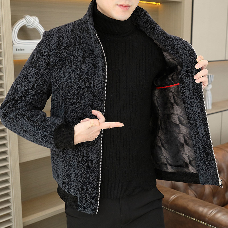 2025秋冬金貂绒翻领毛呢外套青年夹加棉加厚夹克棉服HF8820-P140,男装夹克,星座1206（原A206）