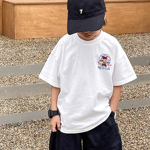 高端印花哪吒短袖男童夏季纯棉A类100T恤2025国潮帅气新款上衣