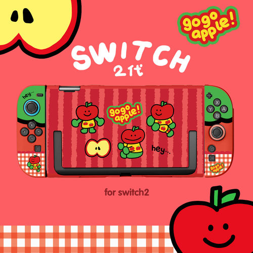和风猫饭新款任天堂switch2代保护套红色A仔苹果原创NS2硬收纳包