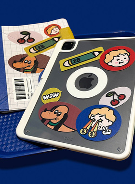 和风猫饭Y折可分离磁吸可爱标签小人适用2025新款ipadPro11air7保护套mini7/第10代/华为平板壳720旋转带笔槽