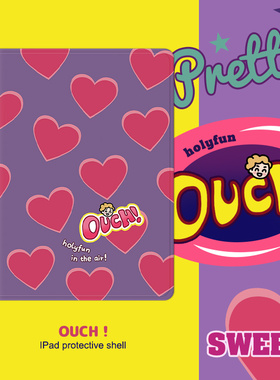 和风猫饭紫色爱心原创可爱iPad保护壳磁扣亚克力笔槽旋转10.2寸Pro11寸12.9寸mini6新款10.9寸少女款