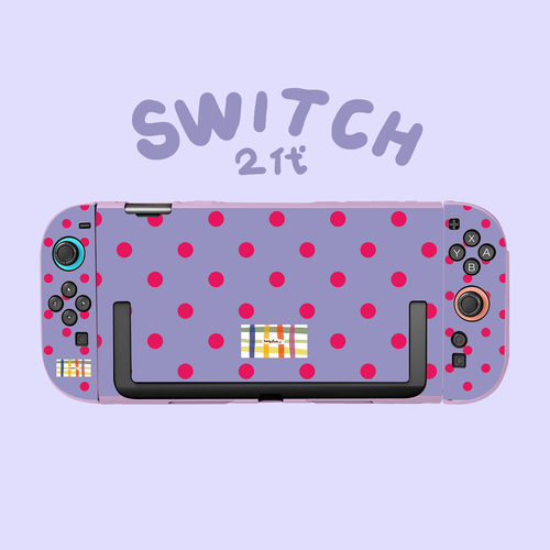 和风猫饭新款任天堂switch2代保护套紫红波点原创NS2硬收纳包透