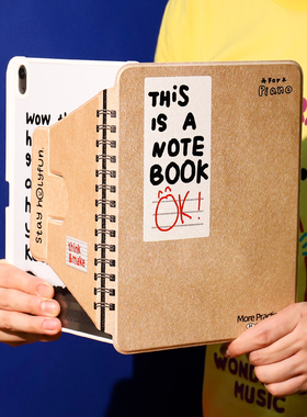 和风猫饭牛皮纸纹适用苹果华为2024新款ipadPro/air456/pro12.2保护套旋转平板壳720度亚克力带笔槽防摔壳