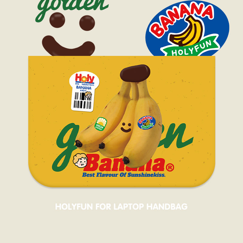 黄色香蕉适用苹果华为通用macbook内胆包air新13寸电脑包pro14/13.3寸皮质小人小米联想荣耀