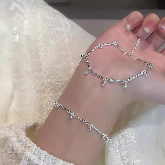 竹节铃铛纯银手链女款轻奢小众转手链