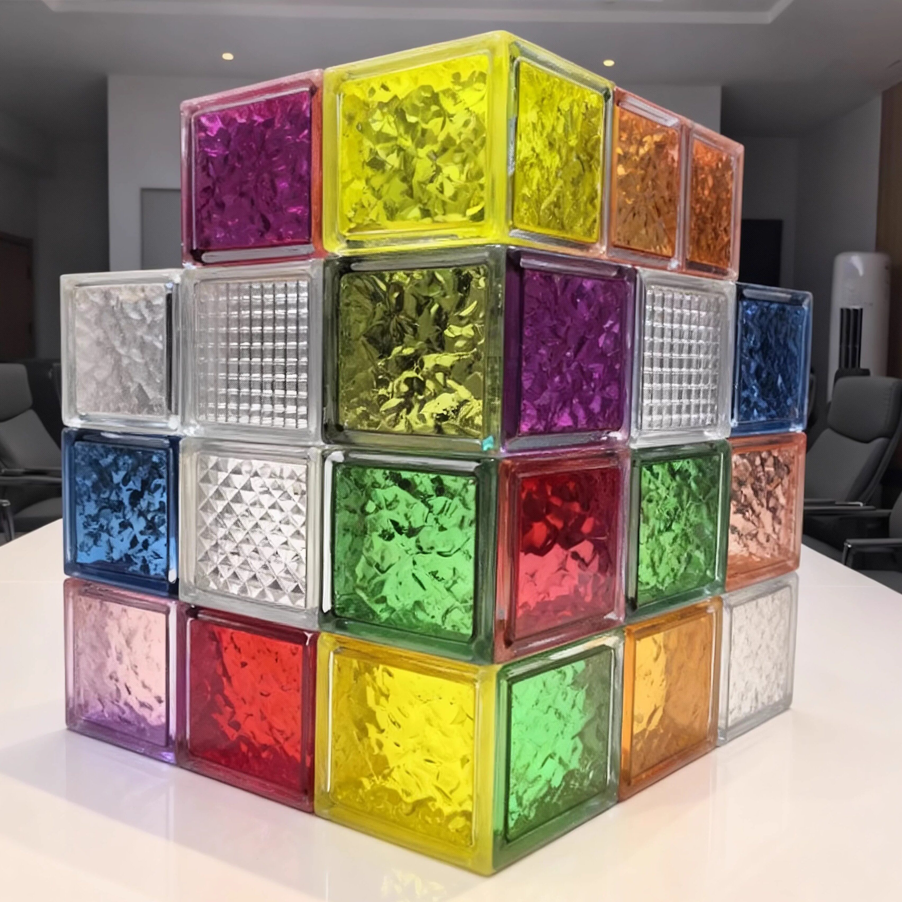 彩色玻璃砖定做隔断砖玻璃砖空心砖卫生间砖墙高级透明方形背景墙