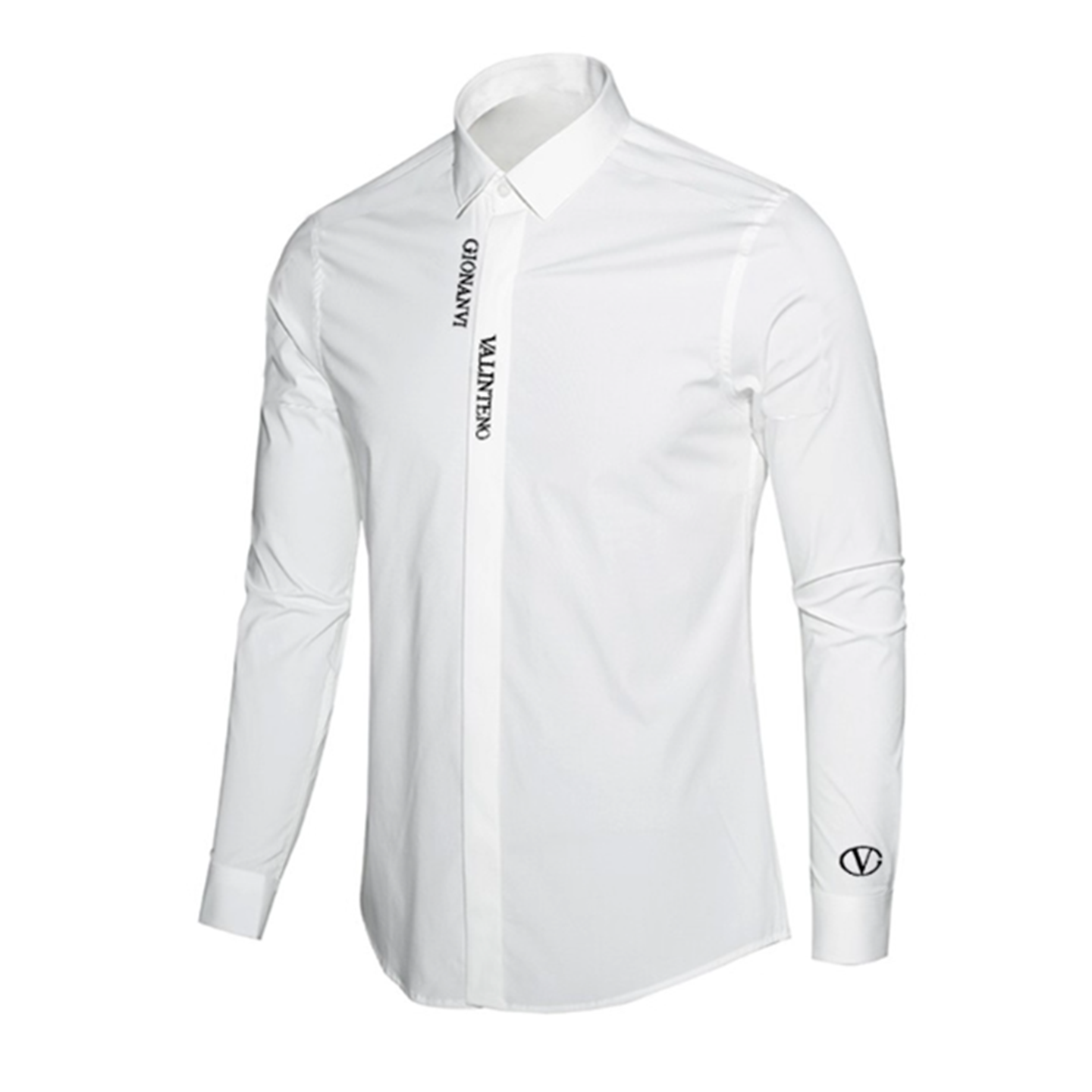 欧美轻奢男装门禁袖口字母次数长袖衬衫高级感商务时尚修身衬衣潮