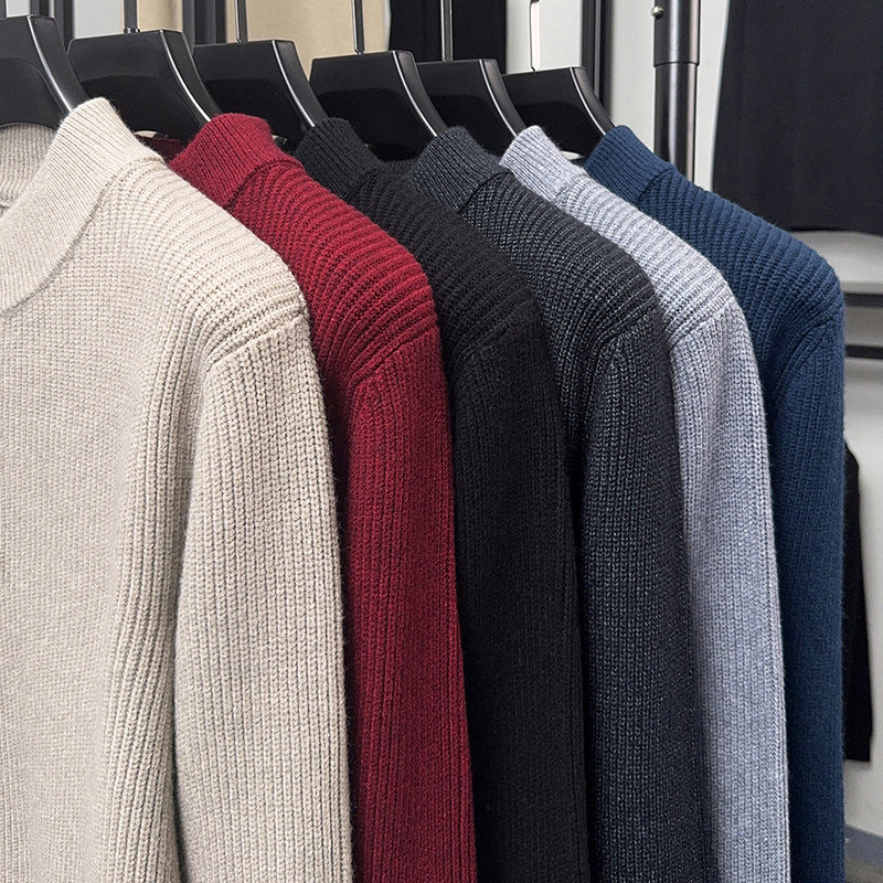 撤标撤柜（C）2025秋冬男休闲内搭半开襟纽扣肌理半高领针织毛衣,男装,针织衫/毛衣,淘宝优惠券,粉丝福利购,淘宝优惠卷