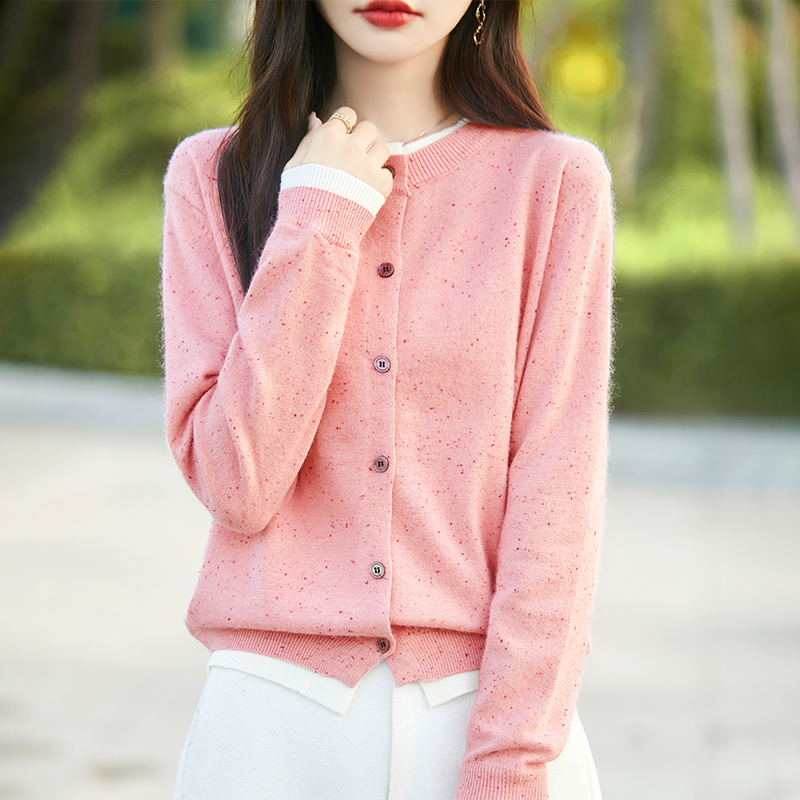 撤标撤柜！假两件针织开衫外套春秋款外穿减龄加大码女装秋冬毛衣