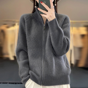 撤标撤柜(A)高领拉链针织开衫外套女款洋气大码女装上衣秋冬毛衣