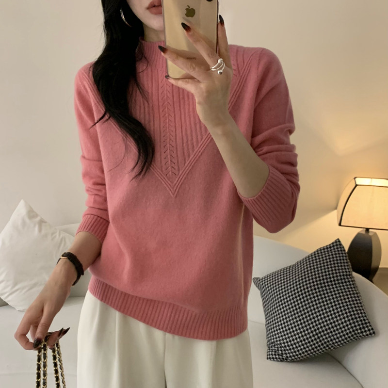 【杉家】撤标撤柜！2025秋冬女新款半高领钻石花型镂空羊毛针织衫,女装/女士精品,毛针织衫,淘宝优惠券,粉丝福利购,淘宝优惠卷