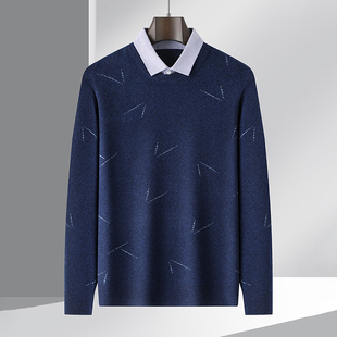 休闲提花保暖假两件针织衫 一线撤标撤柜23冬简约包芯纱男新款 时尚