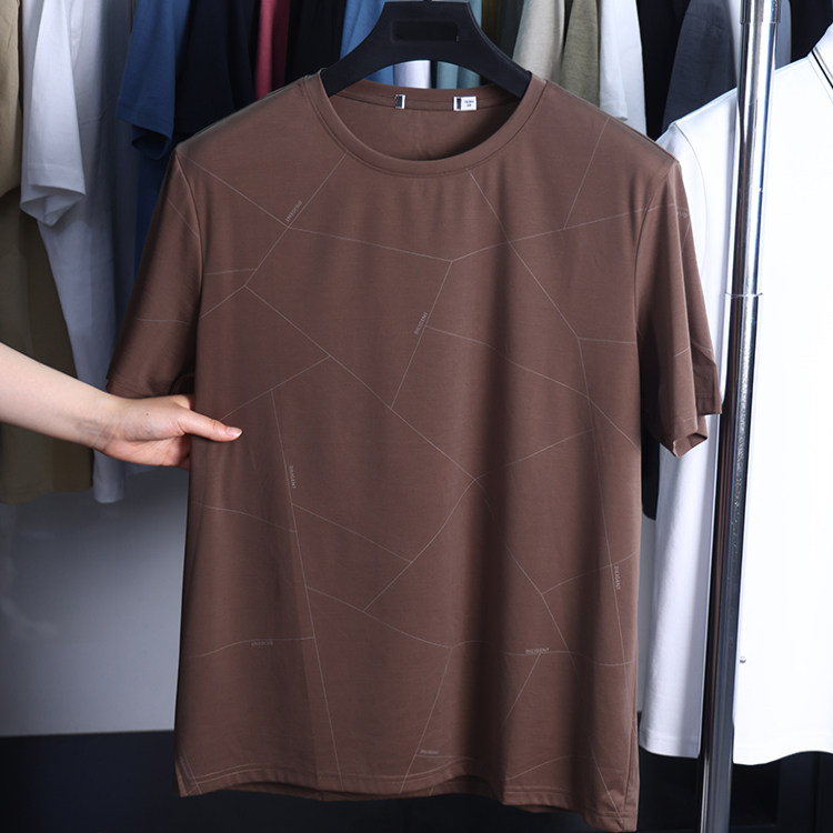 【H家】撤标撤柜！夏季男士新款商务休闲丝光丝滑圆领短袖T恤衫