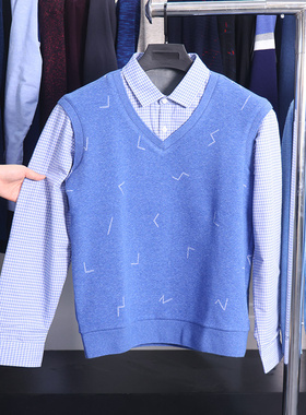 【H家】撤标撤柜！秋冬季男士简约加绒花纹套头双领假两件针织衫