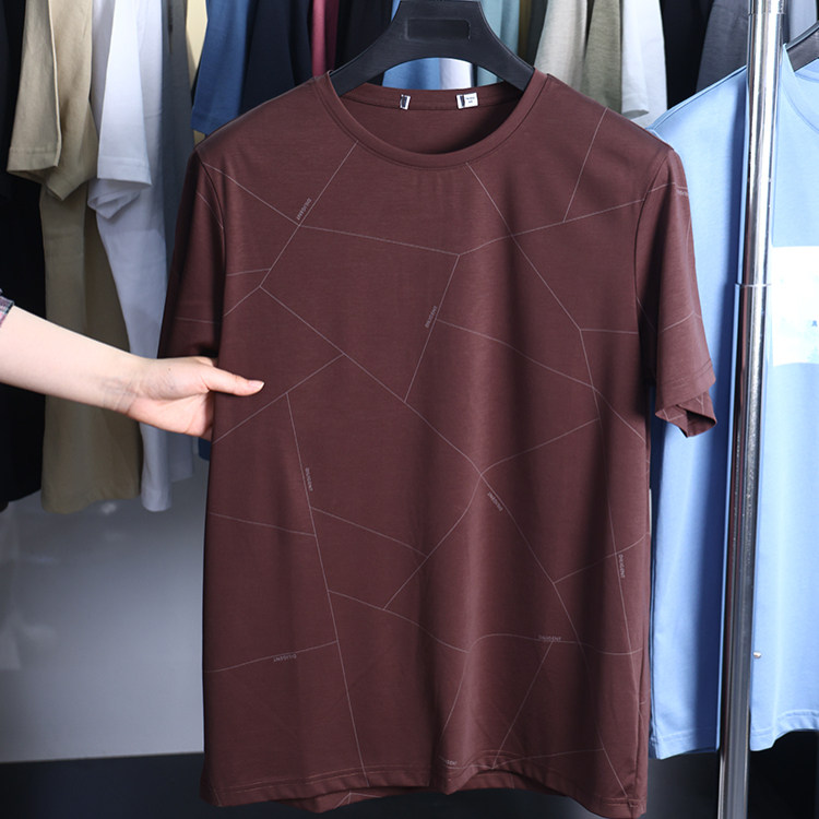 【H家】撤标撤柜！夏季男士新款商务休闲丝光丝滑圆领短袖T恤衫