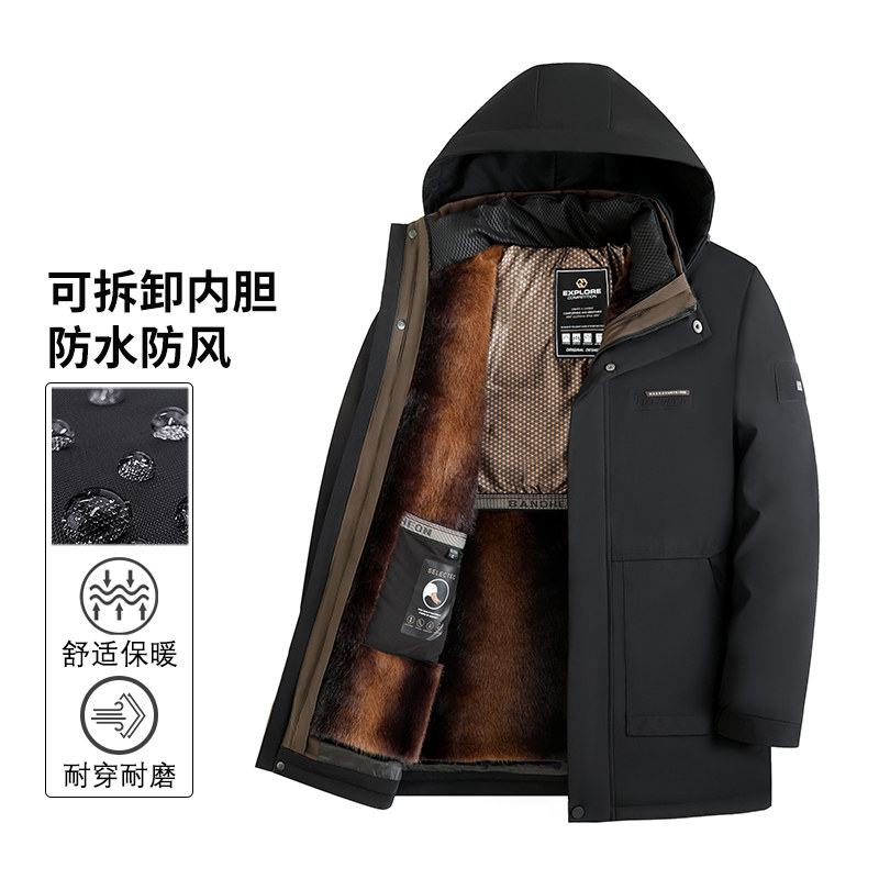 一线撤标撤柜2024年新款加厚保暖休闲可脱卸内胆连帽羽绒服外套,男装,羽绒服,淘宝优惠券,粉丝福利购,淘宝优惠卷